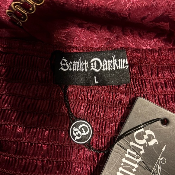 NWT Scarlet Darkness Renaissance Medieval Costume  Dress Burgundy Jacquard Sz L - Picture 6 of 8
